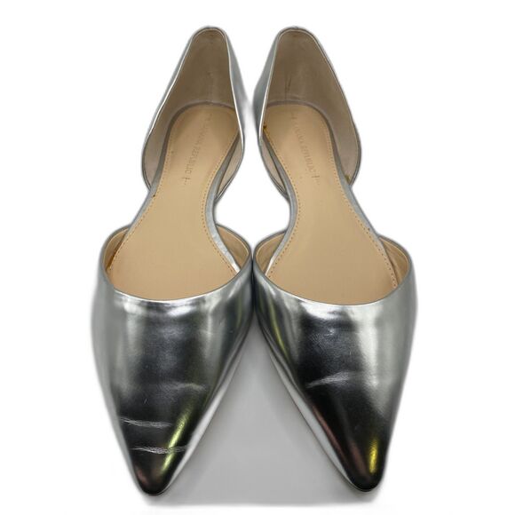 Banana Republic Women's D'Orsay Pointed Toe Flats Size 9 1/2 Shiny Silver - Picture 1 of 9